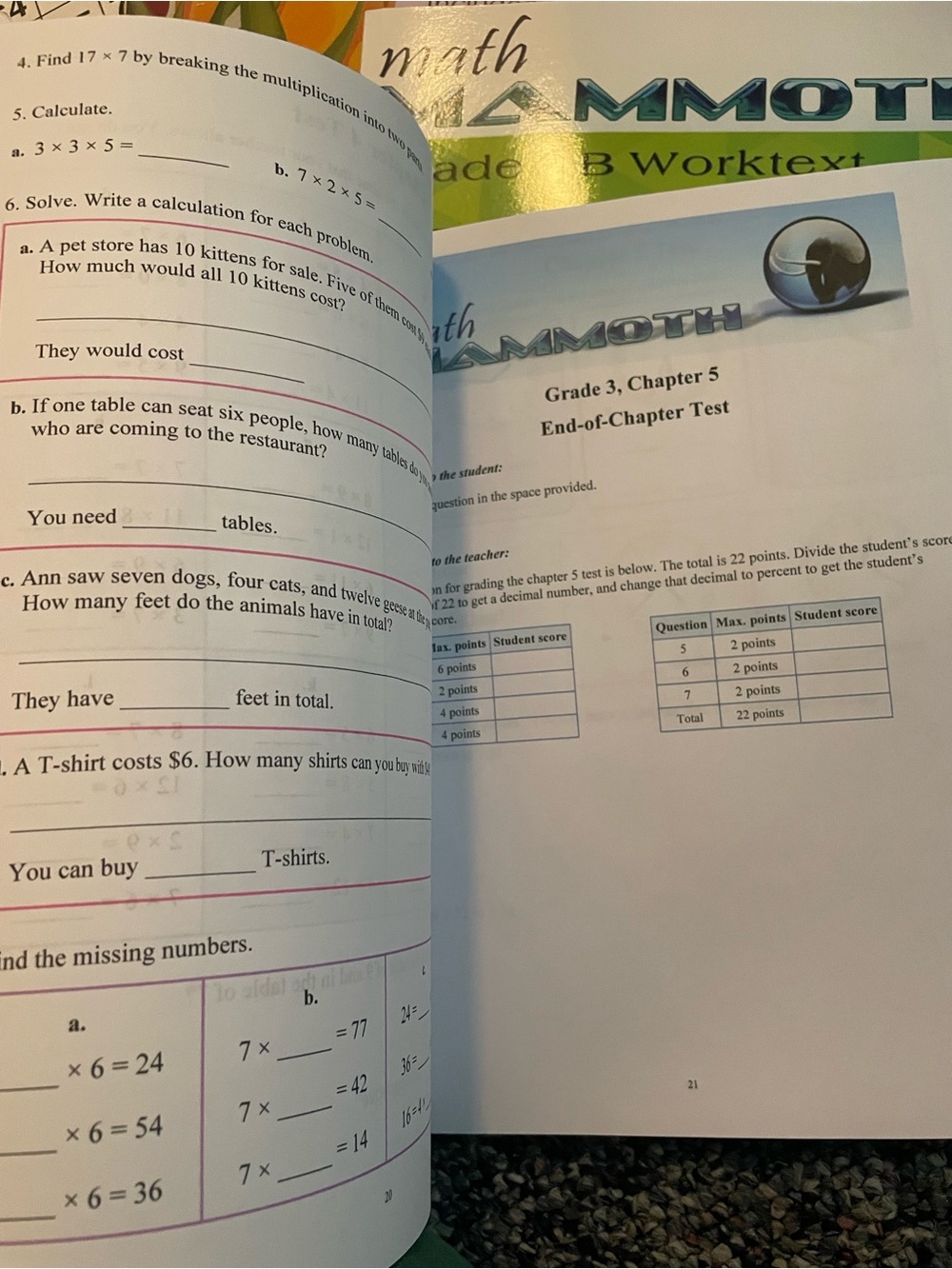 Homeschool Math Bundle - Three Test Sheets Used - Picture 4 of 14